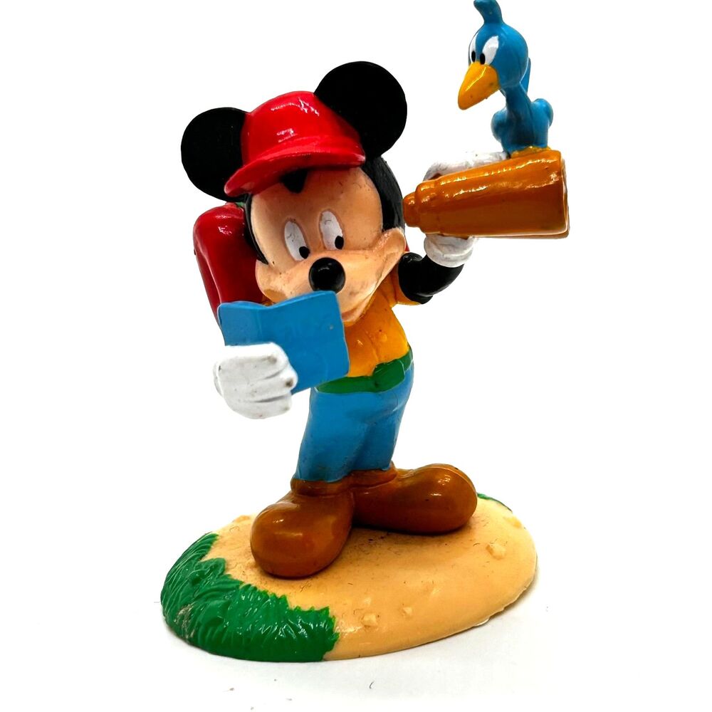 Vintage Disney Mickey Unlimited Hiking Birdwatching Mickey Blue Bird Figurine